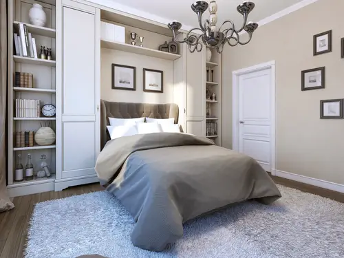 Traditional Gray Bedroom with Classical Theme