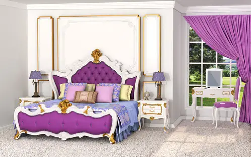 Hollywood Regency Bedrooms in Dark Purple