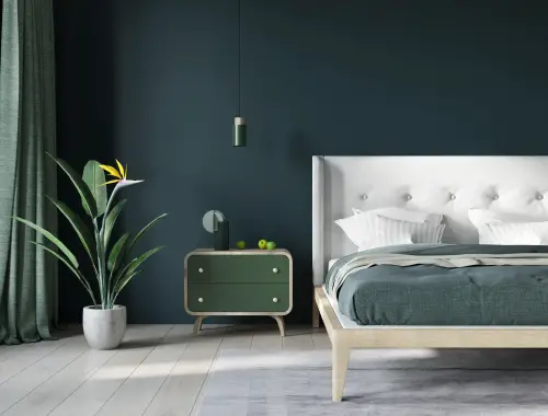 Mid-Century Teal Bedrooms with Minimal Design