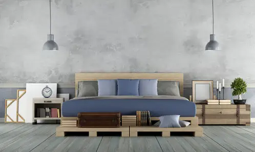 Rustic Bedrooms in Light Lilac with Pallet Bed
