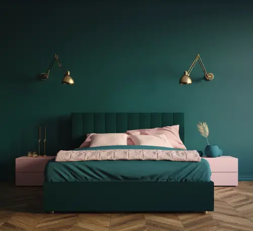 Modern Teal Bedrooms with Pink Accents