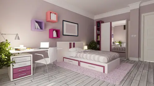 Scandinavian Bedrooms in Grey & Light Lilac