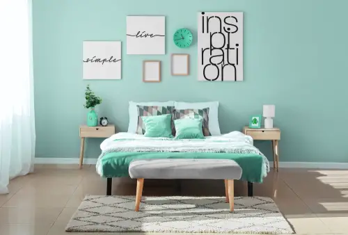 Mid-Century Teal Bedrooms with Turquoise Shade