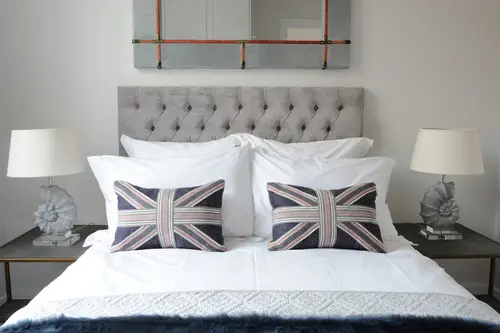 Modern Gray Bedrooms with Upholstered Bed