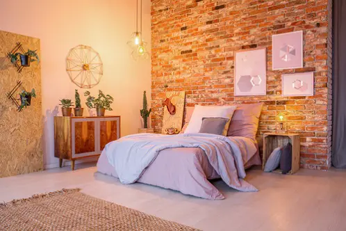 Industrial Light Lilac Bedrooms with Wooden Decorations