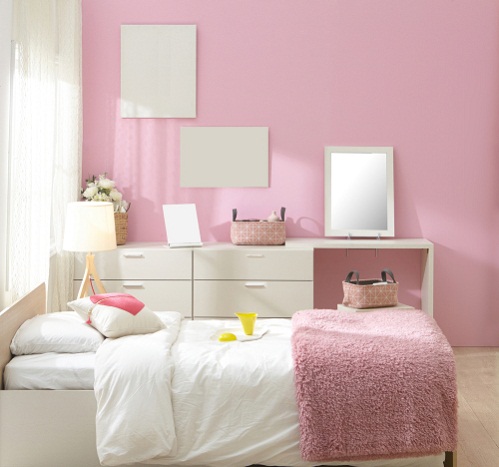 Transitional Bedrooms in White and Pink