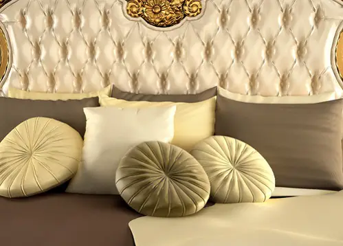Hollywood Regency Bedrooms in Khaki Green with Accent Pillows