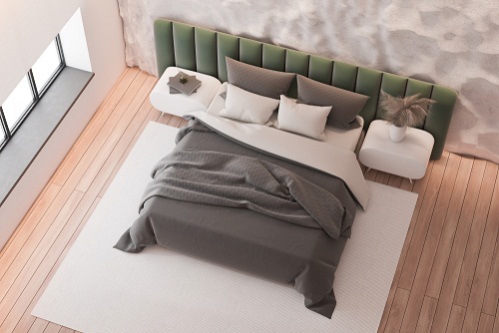 Modern Bedrooms in  Khaki Green  Accented Headboard