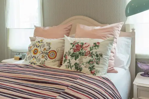 Transitional Bedrooms in Blush Pink with Patterns