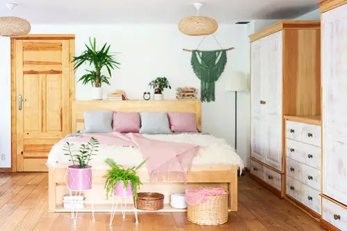 Boho Chic Bedrooms in blush pink decor