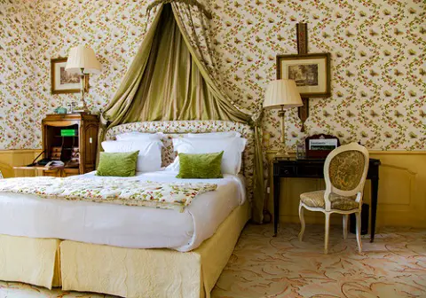 Hollywood Regency Bedrooms in Khaki Green with Canopy Bed
