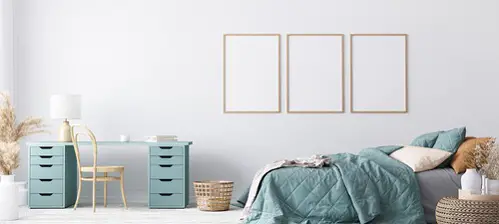 Scandinavian Bedrooms in Khaki Green & White