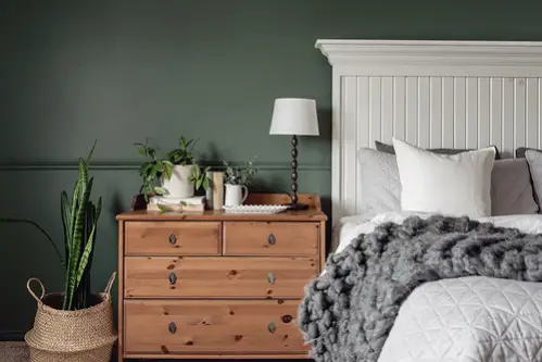 Farmhouse Bedrooms in Khaki Green with Wooden