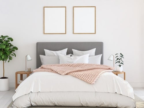 Farmhouse Bedrooms in Blush Pink Knitted Coverlet 