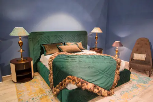 Hollywood Regency Luxurious Bedrooms in Khaki Green