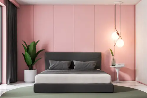 Contemporary panel Wall Bedrooms in Blush Pink