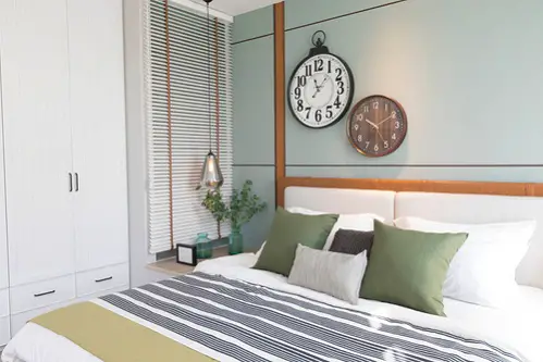  Modern Bedrooms in  Khaki Green with Striped bedding