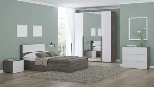 Contemporary Bedrooms in Khaki Green painted walls 