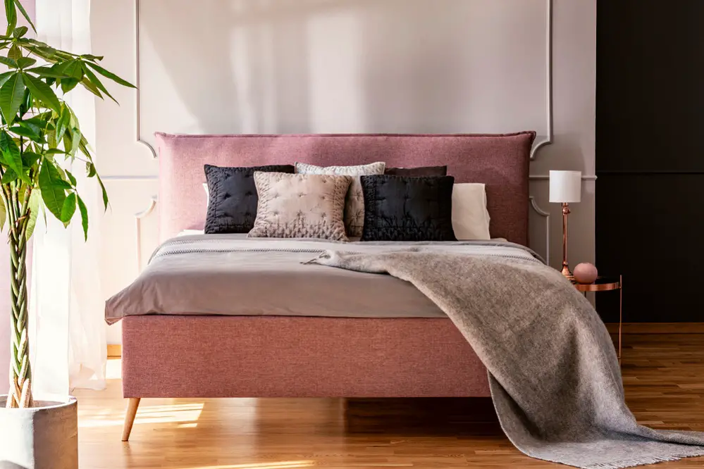Mid-Century Bedrooms in Blush Pink with Fabrics Bed