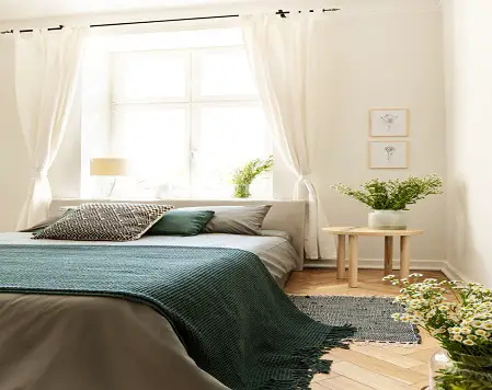 Mid-Century Bedrooms with Khaki Green Blanket & Pillows
