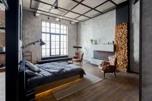 Loft Style Industrial Bedrooms in Light Gray