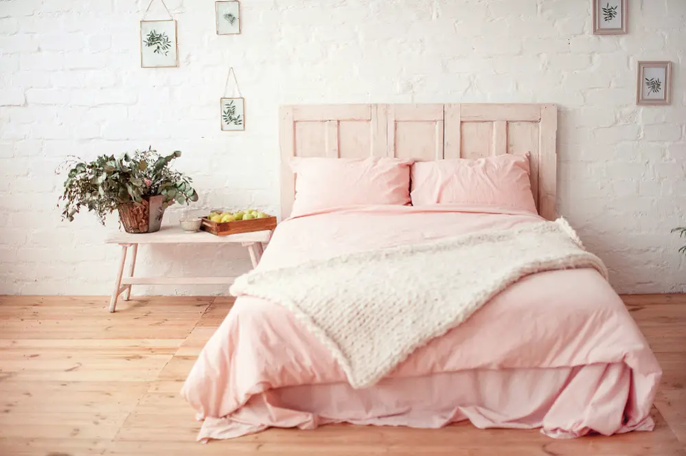 Rustic Bedroom in Blush Pink and White