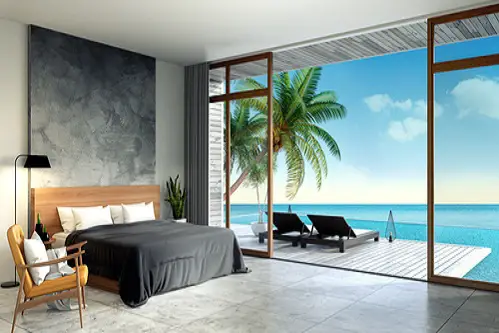 Modern Setting Beach House Bedrooms in Soft Black
