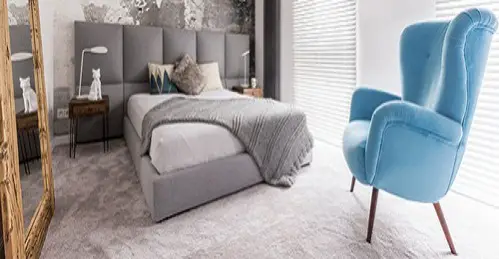Industrial Bedrooms in Ice Blue with Retro Chair 