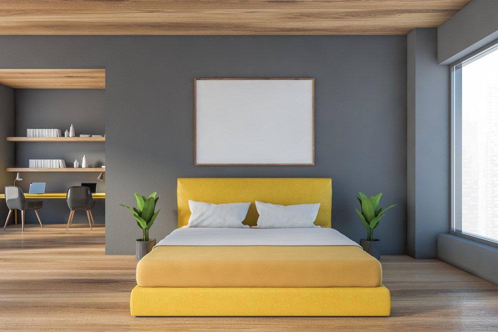 Modern Bedrooms with Yellow Bed