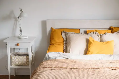 Transitional Bedrooms in Lemon Yellow with Accent Pillow
