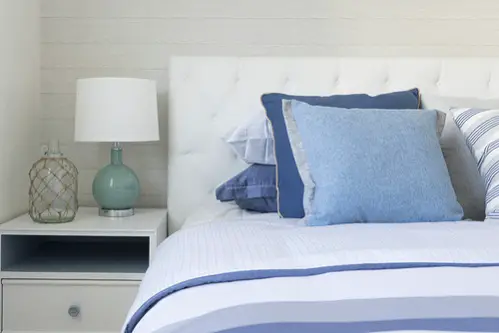 Beach House Bedrooms in Ice Blue with Accent Pillows 