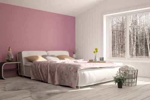 Industrial Bedrooms in Blush Pink with Accent Walls