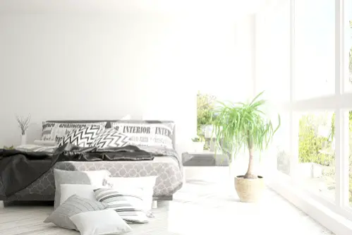 Scandinavian Bedrooms in Light Gray with Graphics Patterns
