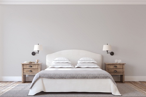 Farmhouse Bedrooms in Light Gray by Adding Fabrics