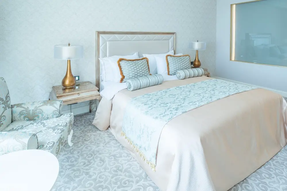 Farmhouse Bedrooms in Ice Blue with Fabrics