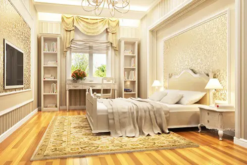 Hollywood Regency Bedrooms in Lemon Yellow with Adding Fabrics 