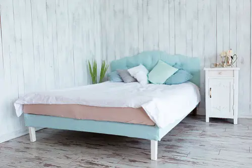 Traditional Bedrooms in Ice Blue with Accent Bed