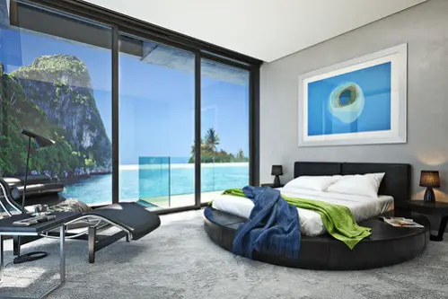 Beach House Bedrooms in Soft Black with An Accent Bed
