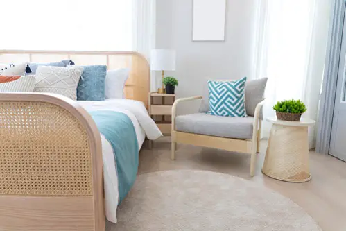 Beach House Bedrooms in Light Gray with Accent Chair