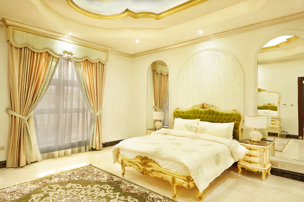 French Country Bedrooms in Lemon Yellow with Antique Setting