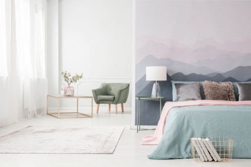 Mid-Century Bedrooms in Ice Blue & Pink