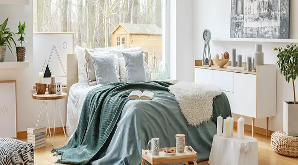 Scandinavian Bedrooms with Gray Sheets Pillows