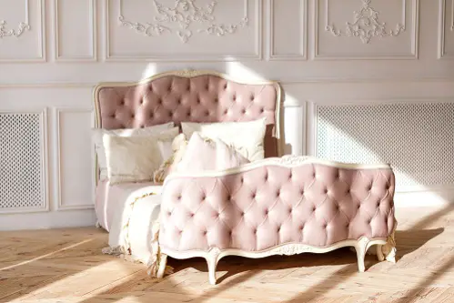 Hollywood Regency Bedrooms in Blush Pink with King Size Bed