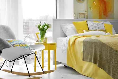 Modern Bedrooms in Lemon Yellow With Through Fabrics