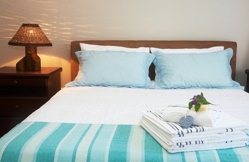 Beach House Coastal Bedrooms in Ice Blue with Fabrics 