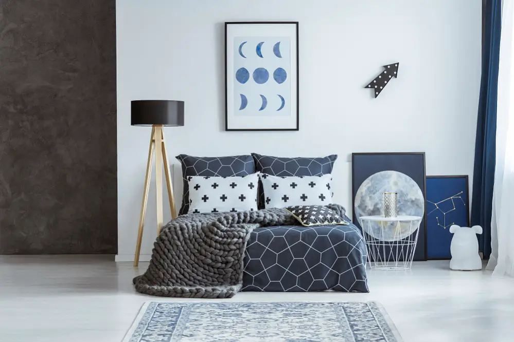 Mid-Century Bedrooms in Soft Black & Blue