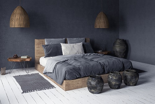 Ethnic Decor Bedrooms in Soft Black 