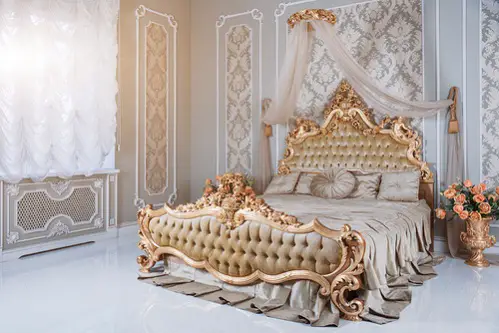Hollywood Regency Bedrooms in Light Gray & Golden 