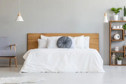 Scandinavian Bedrooms in Light Gray with Gray Walls
