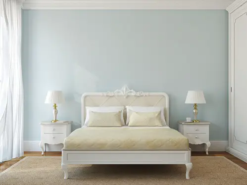 French Country Bedrooms in Ice Blue & Beige